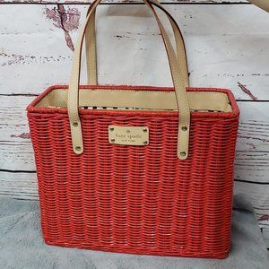 Kate Spade Red Wicker Basket Handbag - HTF 11x9x4.5